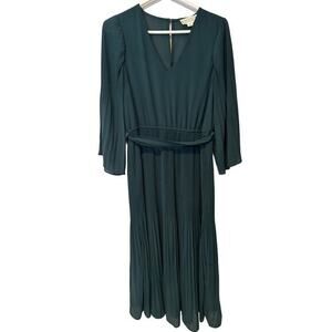 LoveRiche‎ Modest Womens Midi Dress Green Cottage Pleated Long Sleeve Fairy Sz M